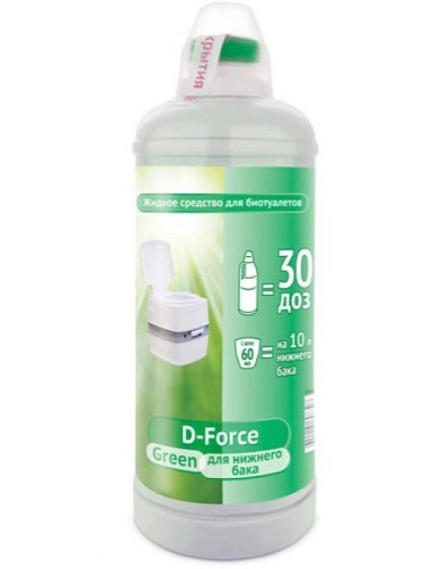Жидкое средство для биотуалетов D-FORCE green 0,5 л (для нижнего сливного бака биотуалета) 